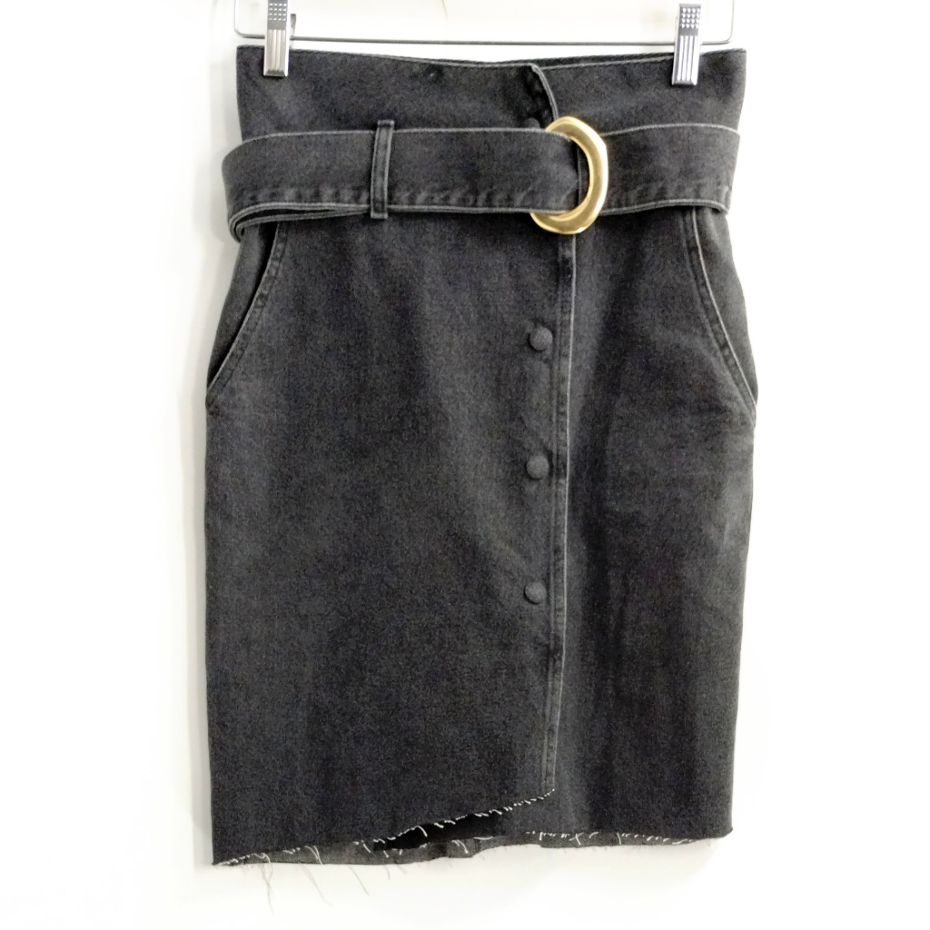 Nanushka Black Denim Belted Skirt